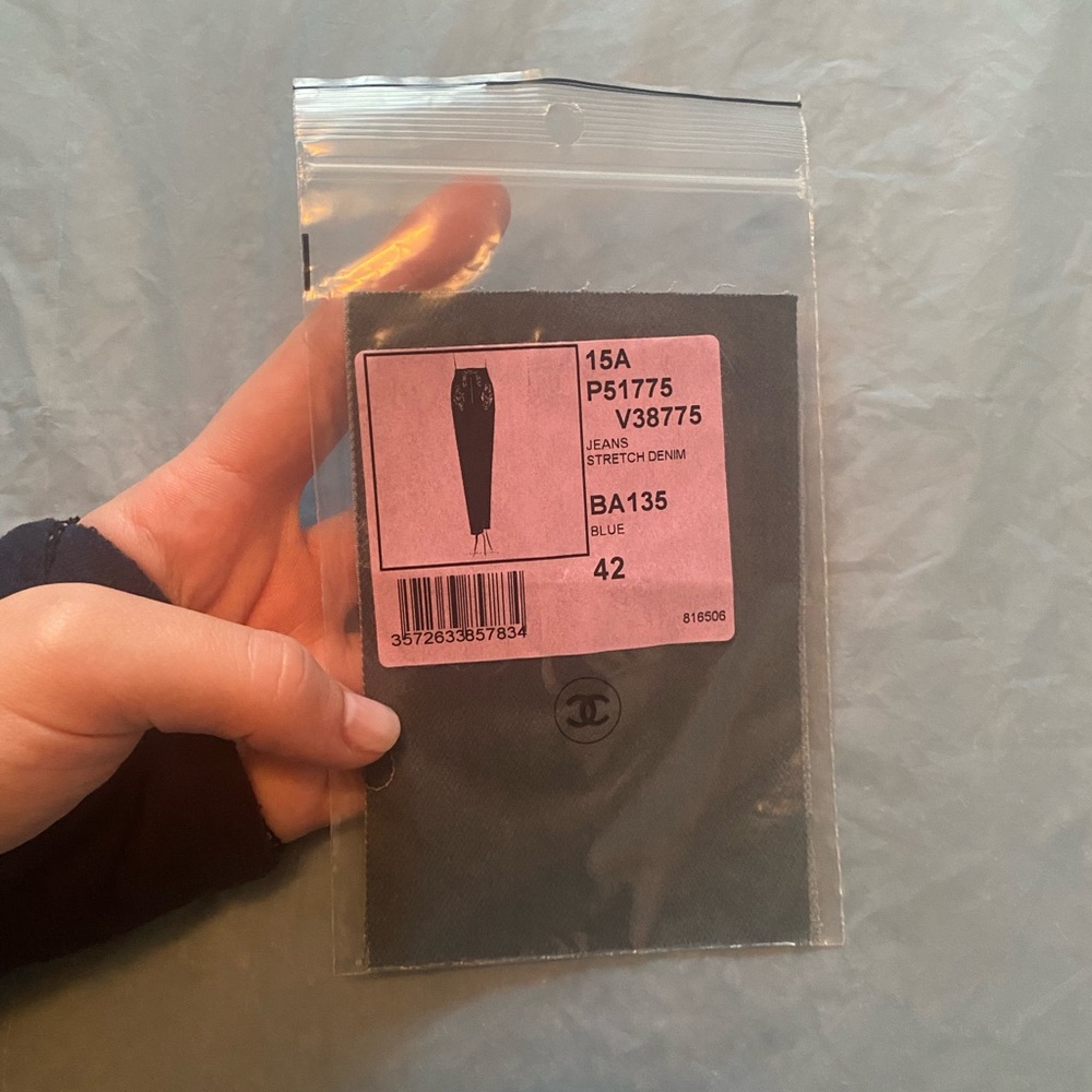Donating soon!! CHANEL Blue Jeans Stretch Denim Fabric Sample In Original Bag